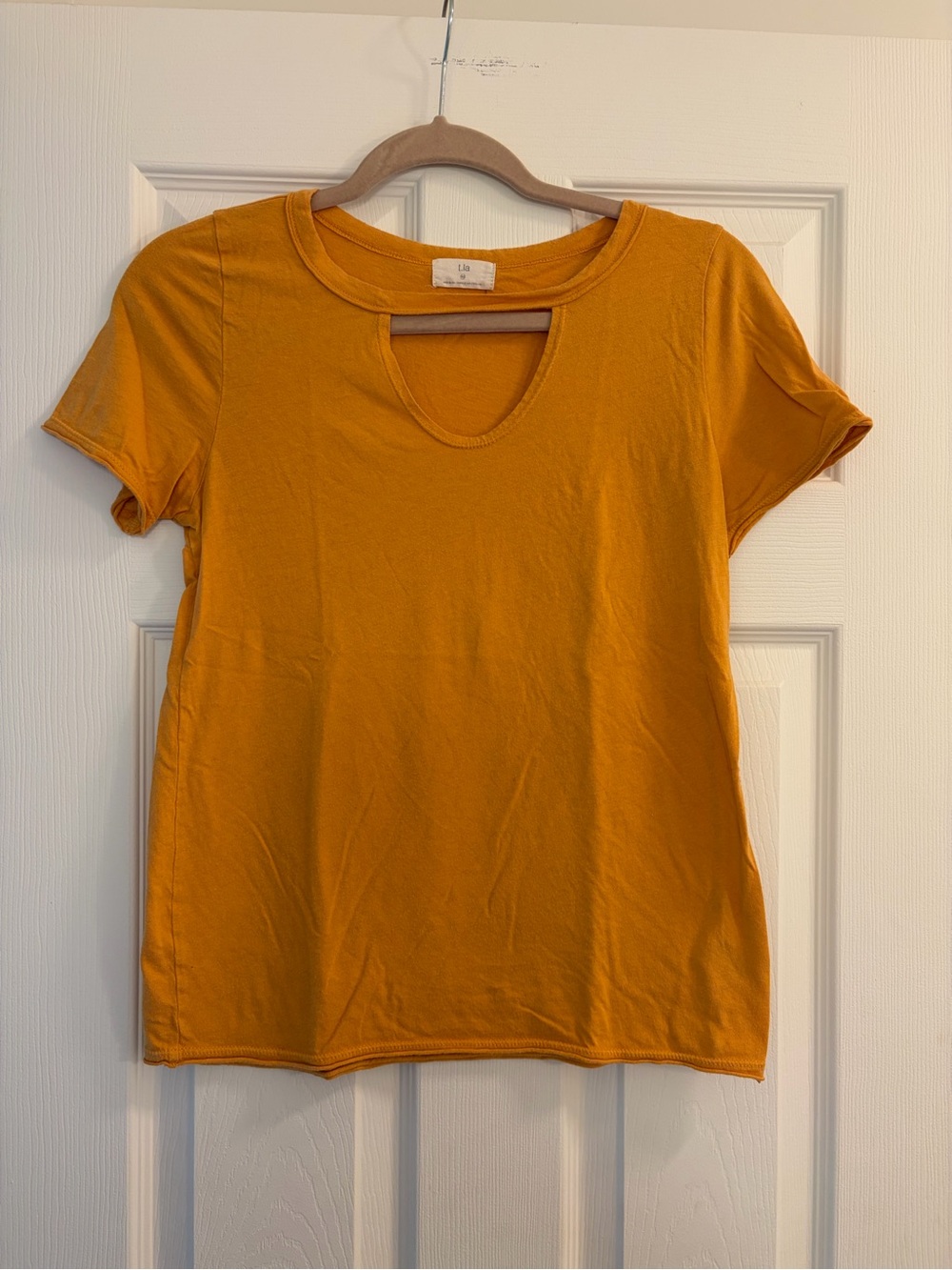 Anthropologie Keyhole Short-Sleeve Top in  Clementine Orange